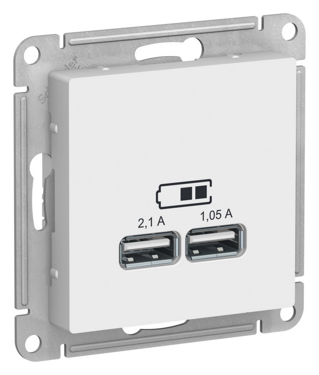 Розетка Systeme Electric AtlasDesign Лотос USB A+A, 5В/2,1 2х5В/1,05 А, ATN001333