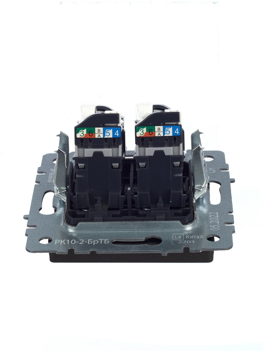 Розетка IEK BRITE компьютерная двойная RJ45 кат.5E РК10-2-БрТБ темная бронза BR-K20-1-K45