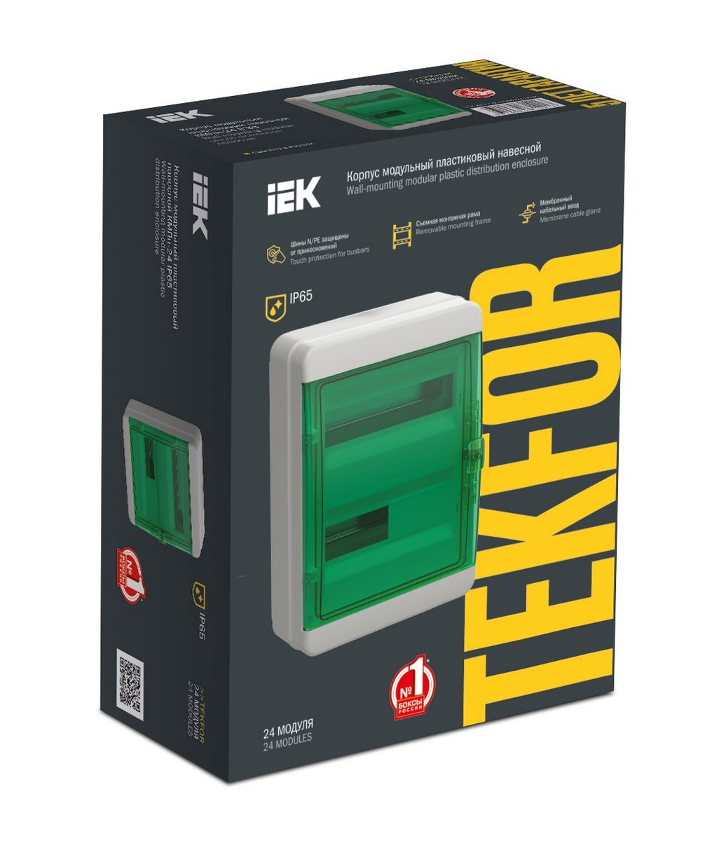 Пластиковые боксы и щиты IEK Корпус пластиковый IEK TEKFOR КМПн-24 IP65 зелен. прозр. дверь TF5-KP72-N-24-65-K03-K06