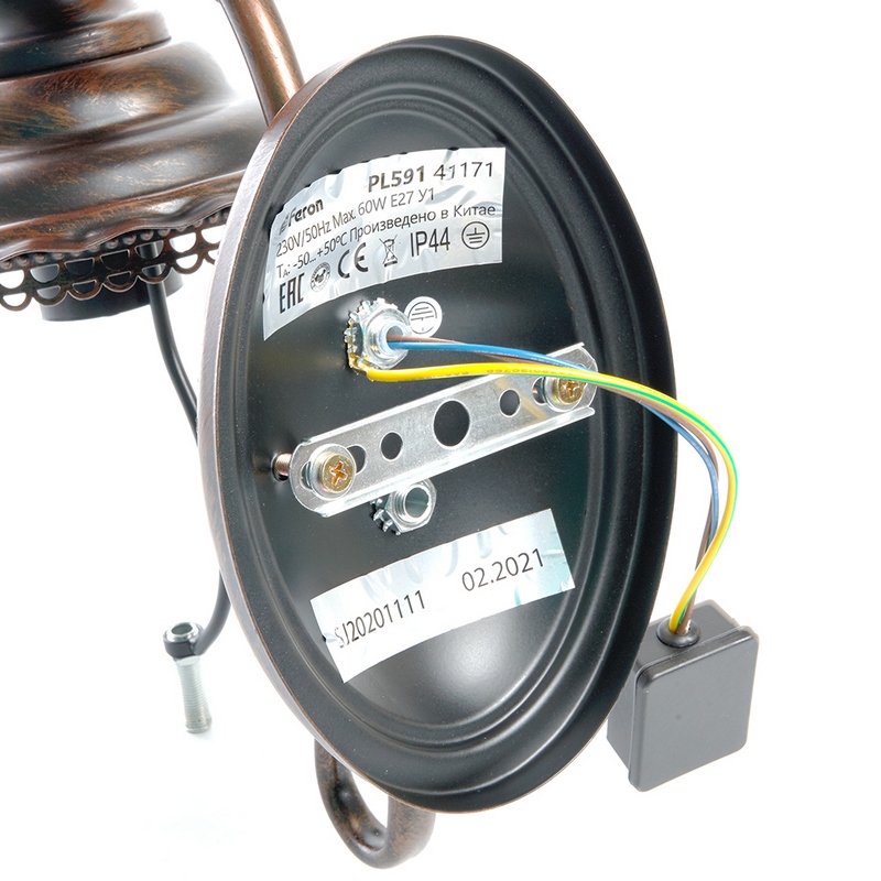 Светильник садово-парковый Feron PL591 на стену вниз 60W 230V E27 коричневый 41171