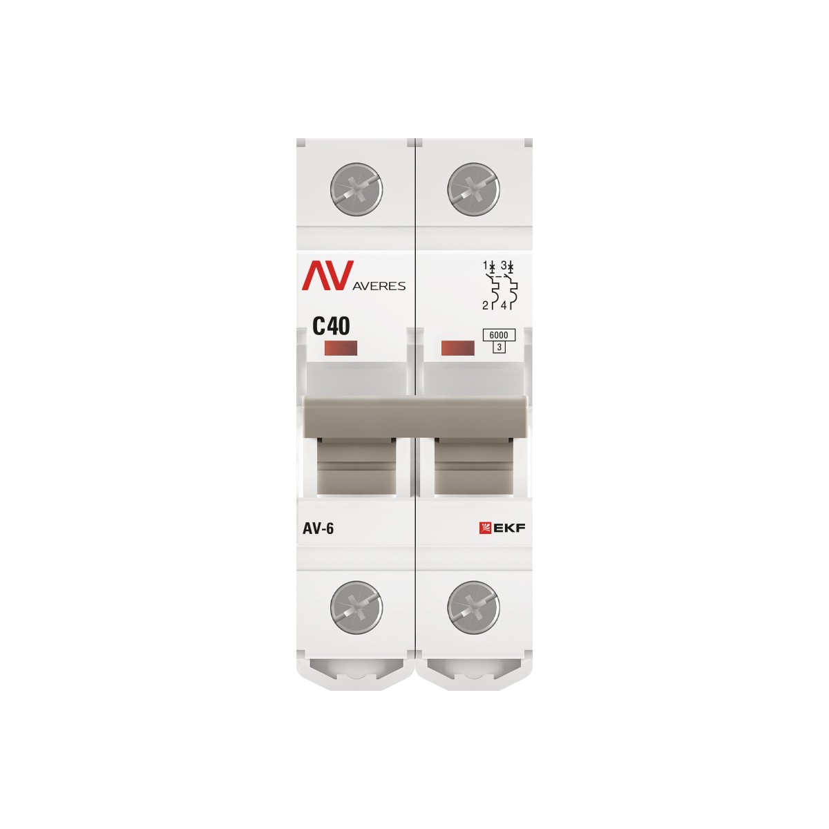 Автоматический выключатель EKF AVERES AV-6 (С) 2P 40А 6kA mcb6-2-40C-av