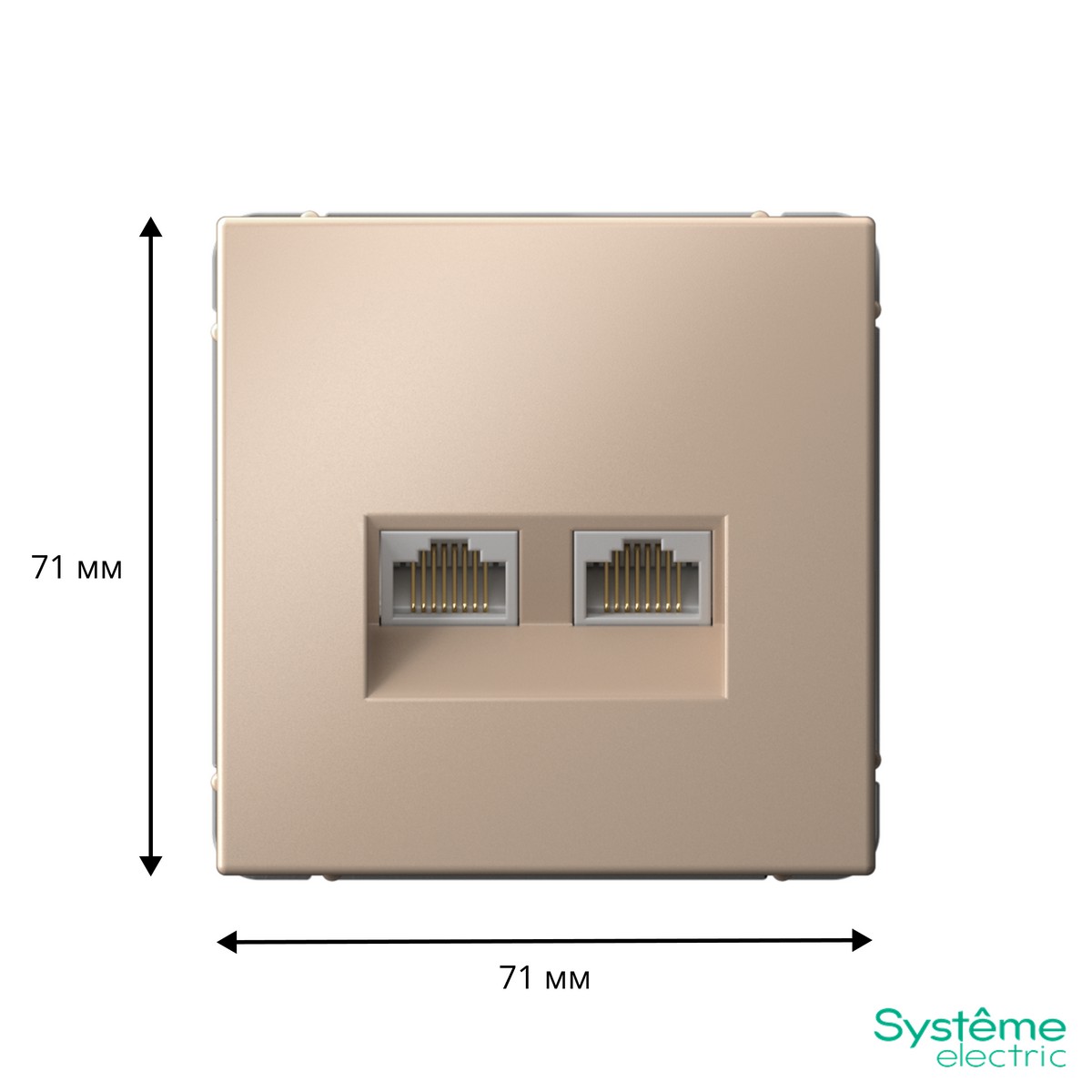 Розетка Systeme Electric ArtGallery Песочный двойная компьютерная RJ45+RJ45 кат.6А GAL001288