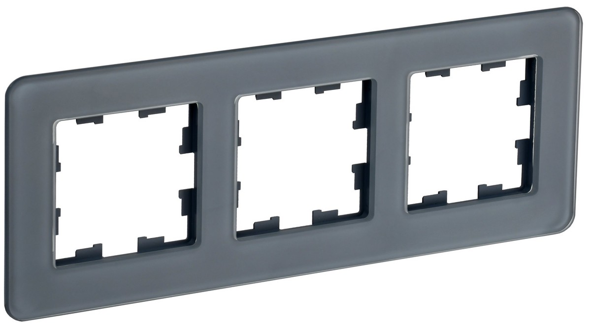 Рамка IEK BRITE DECOR Графит матовый стекло скругл.угол 3-м РУ-3-2-Бр RE BR-M32-G-41-K53