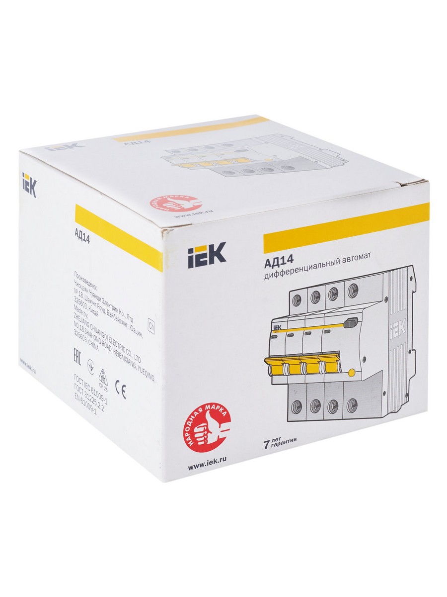 IEK Дифференциальный автоматический выключатель IEK KARAT АД14 4P 40A 30мА MAD10-4-040-C-030 