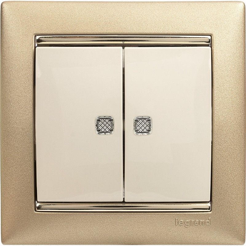 Legrand Valena Classic Кремовый Выключатель Legrand Valena Крем 2-клавишный с подсветкой 774328