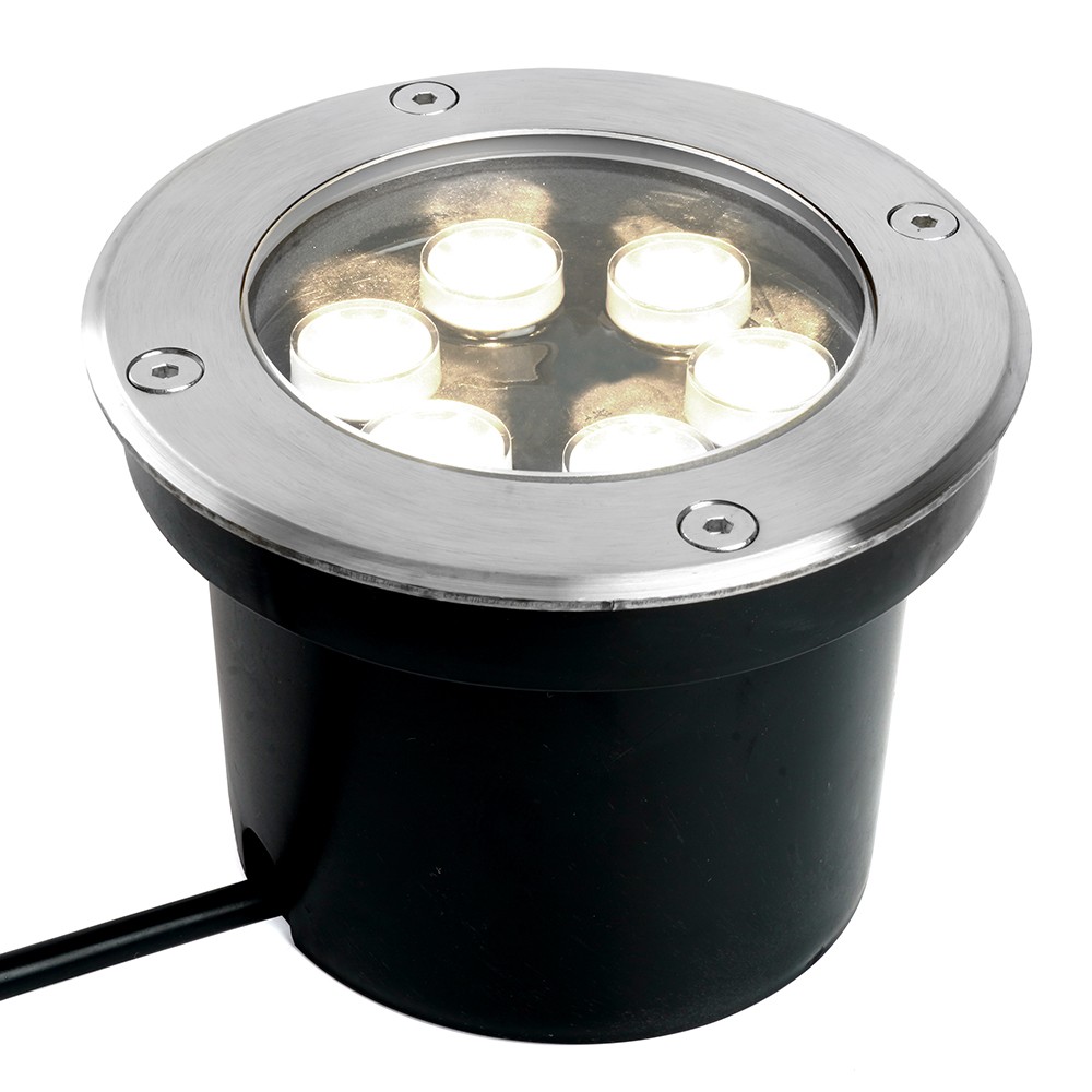 Светодиодный светильник тротуарный (грунтовый) Feron SP2802 6W AC12-24V низковольтный 4000К металлик D120*H90mm вн.диаметр: 90m IP67 48346