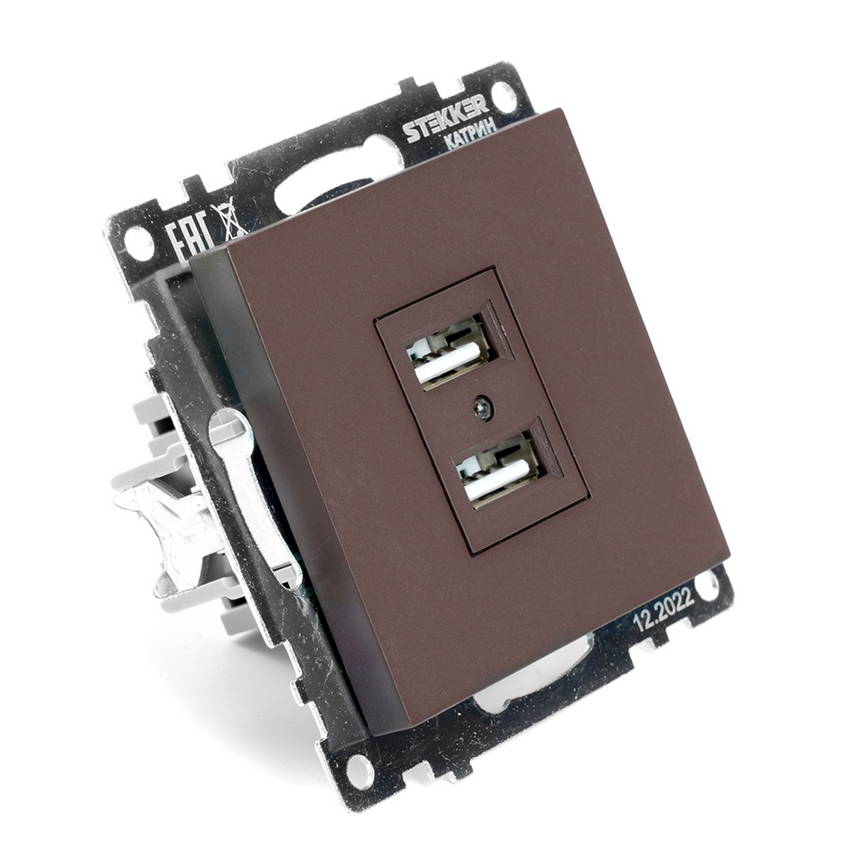 Катрин - Розетки и выключатели Stekker Розетка USB 2-местная STEKKER GLS10-7115-04 250B 21А Катрин шоколад 49027