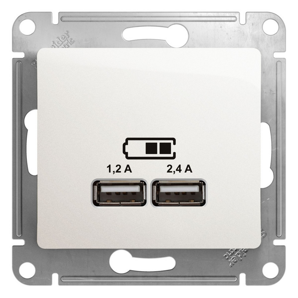 Розетка USB Systeme Electric Glossa Перламутр A+С, 5В/2,4А, 2х5В/1,2 А GSL000639