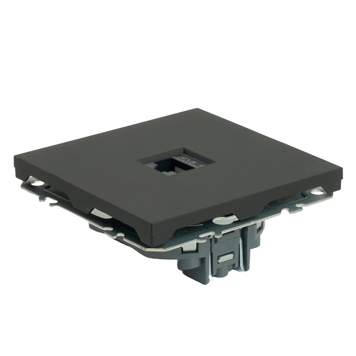 Розетка компьютерная 1-ая RJ-45 STEKKER Эмили RST00-5117-05 черный уголь soft touch 49847
