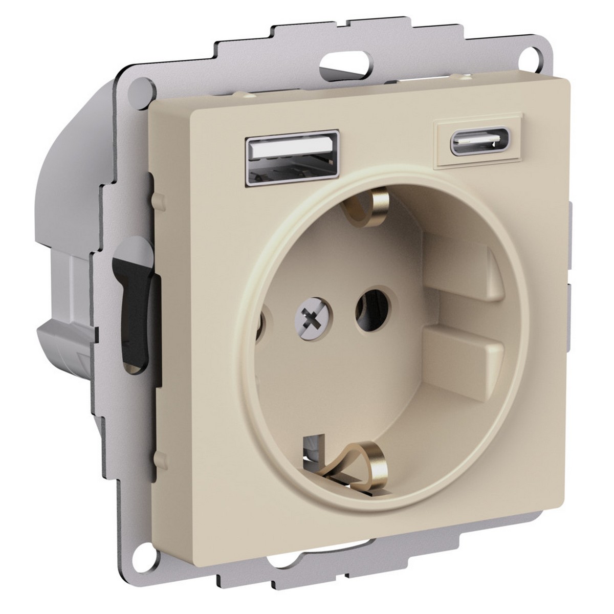 Розетка Systeme Electric AtlasDesign Песочный 16А c 2 USB A+C 5В/24А/30А 2х5В/15А ATN001232