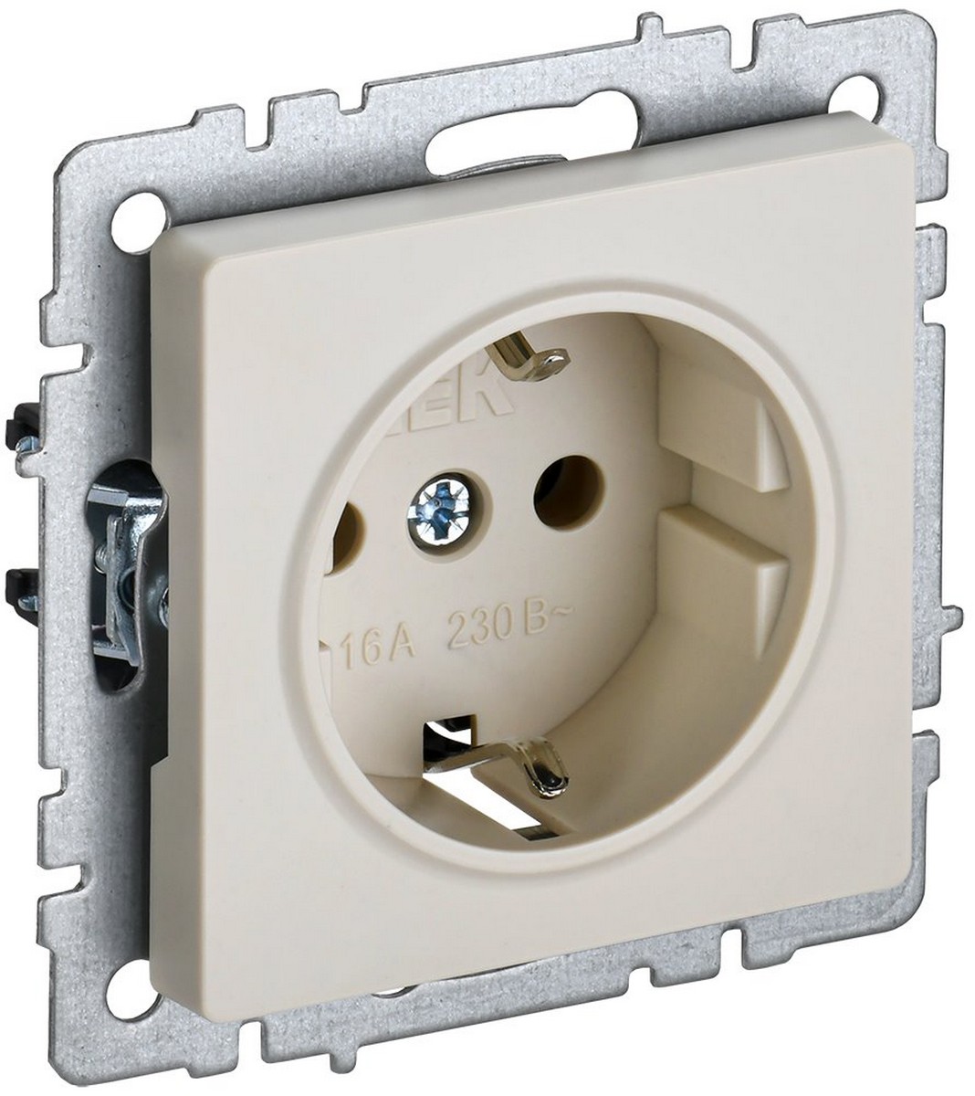 Розетка IEK BRITE с/з без шторок 16А РС11-1-0-БрКр бежевый BR-R11-16-K10