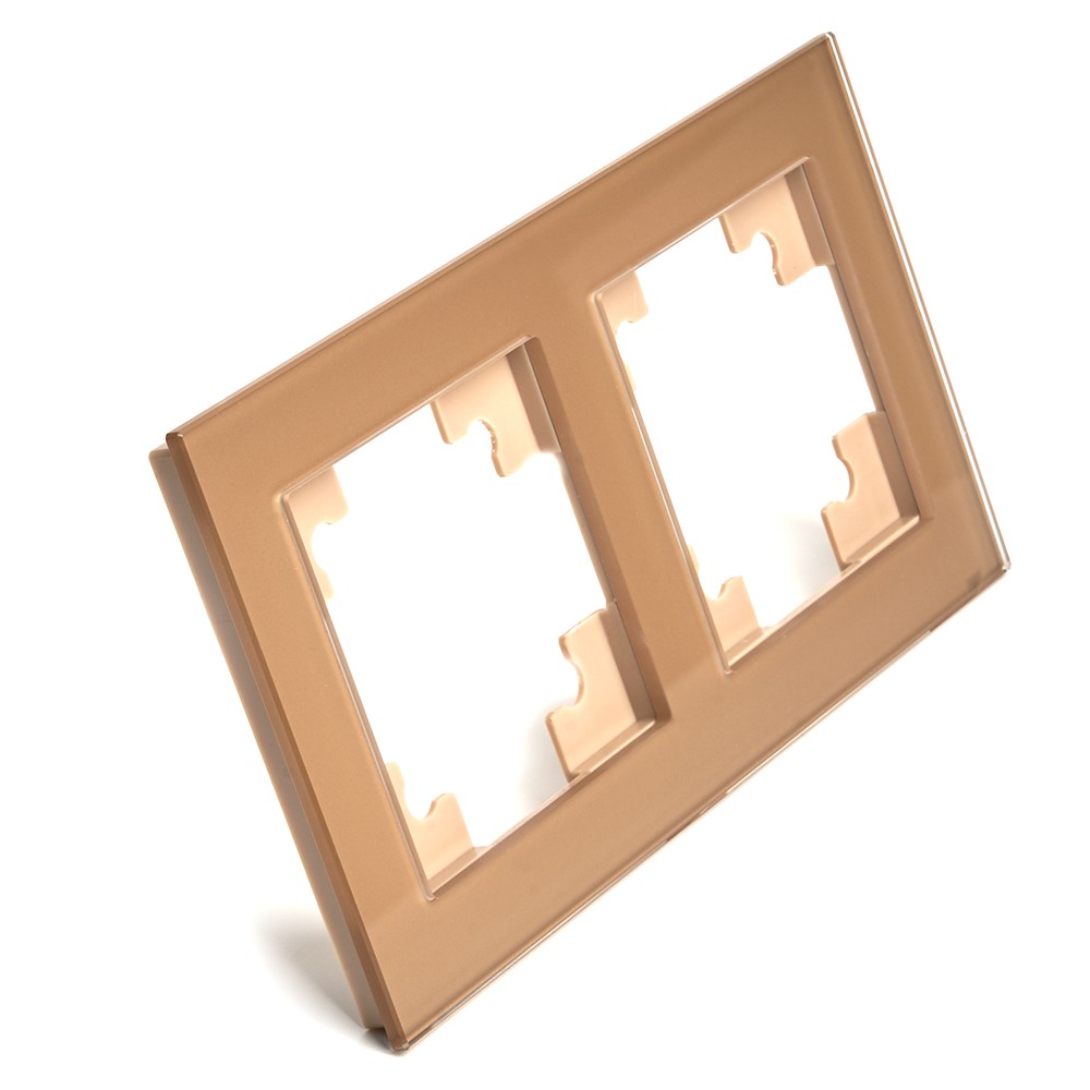 Катрин - Розетки и выключатели Stekker Рамка 2-местная стекло STEKKER GFR00-7002-08 серия Катрин золото 49034