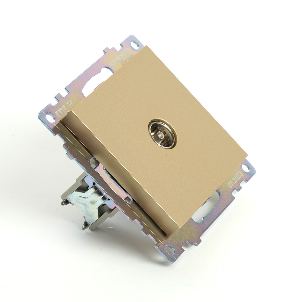 Катрин - Розетки и выключатели Stekker Розетка телевизионная 1-местная STEKKER GLS00-7108-08 75 Ом 5-862МГц Катрин золото 49228