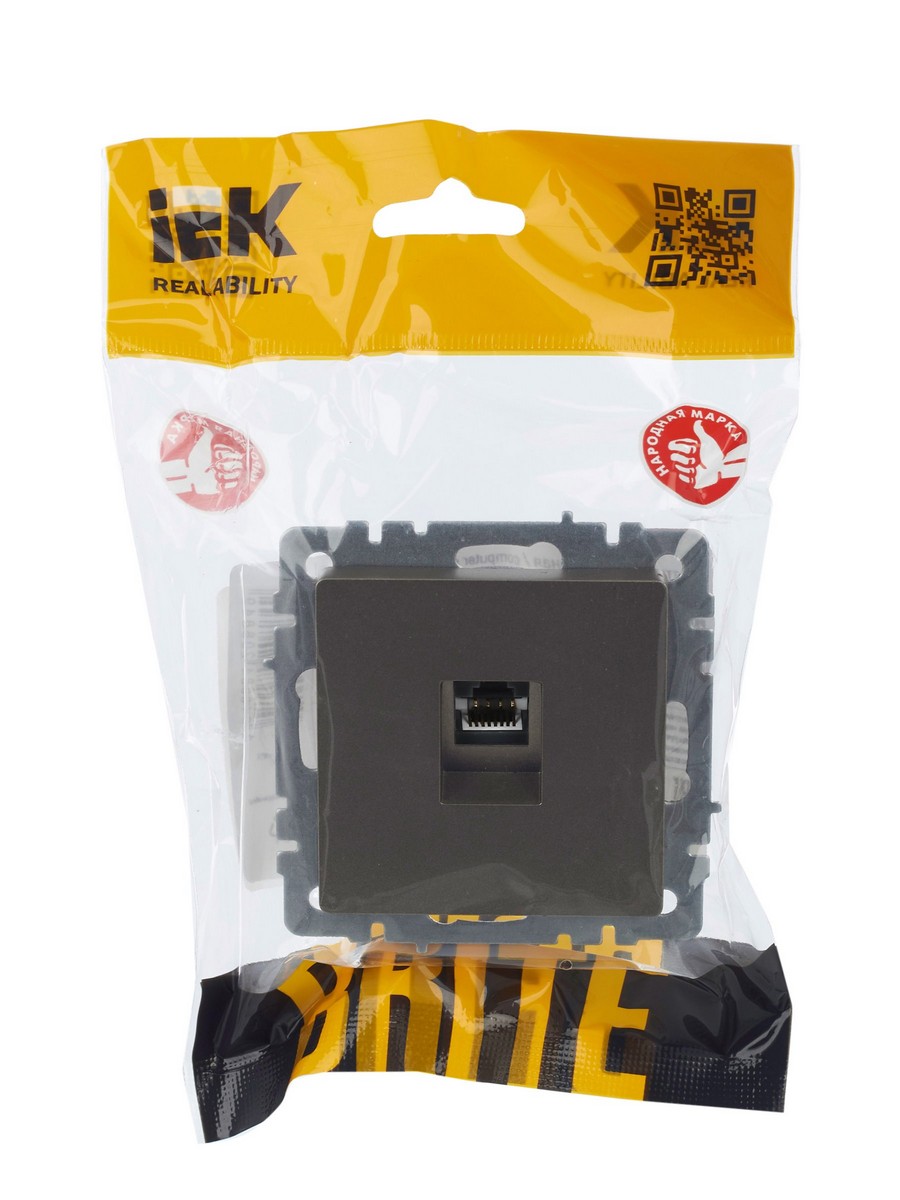 Розетка IEK BRITE компьютерная RJ45 кат.5E РК10-БрШ шампань BR-K10-1-K37