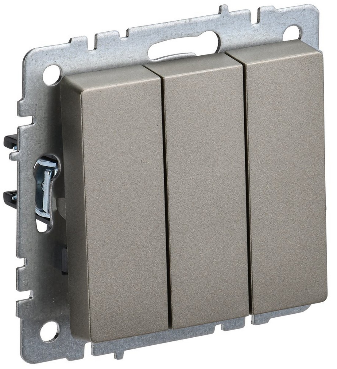 IEK Brite Шампань Выключатель IEK BRITE 3-клавишный 10А ВС10-3-0-БрШ шампань BR-V30-0-10-K37