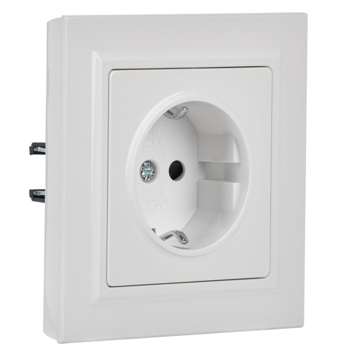 Розетка IEK BRITE с/з с шторками 16А в сборе РСР14-1-0-БрБ белый BR-R14-16-K01-F