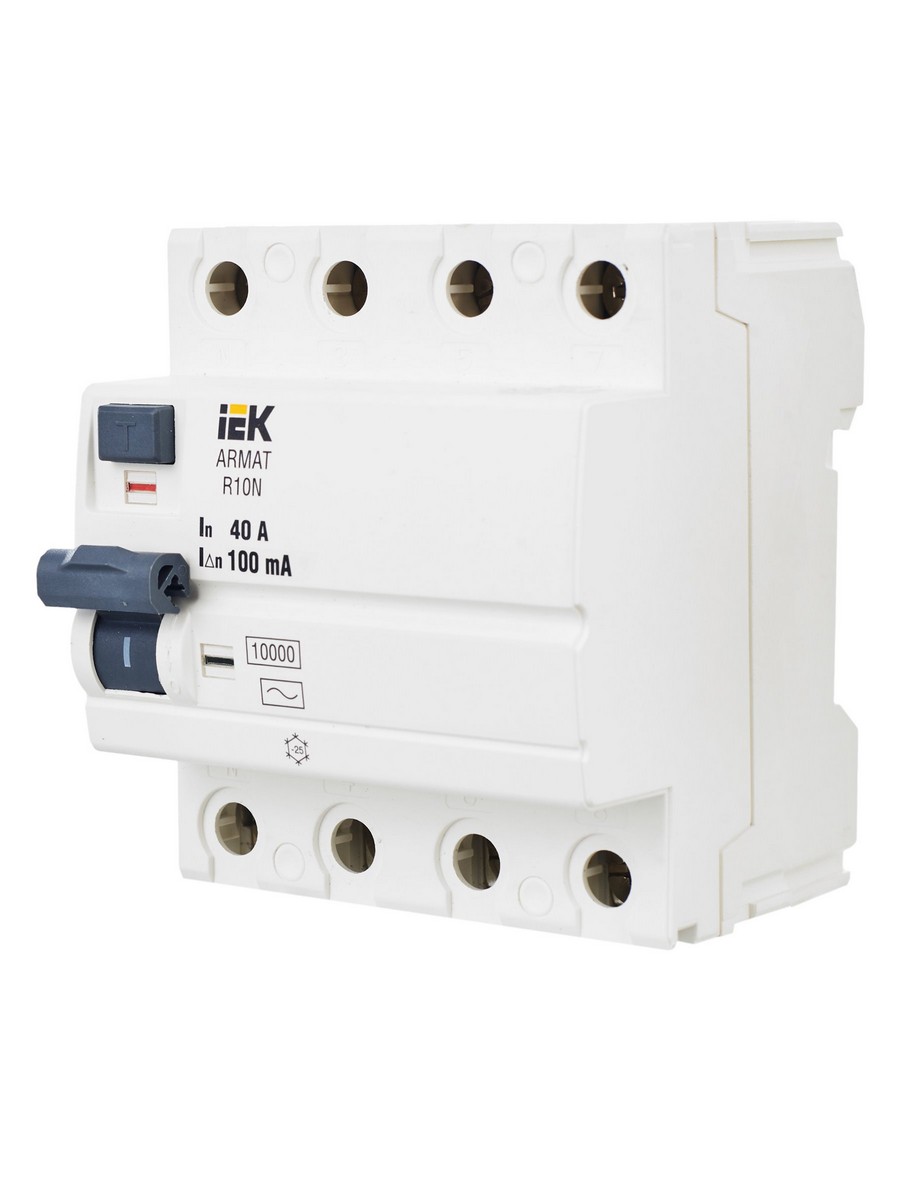 ВДТ УЗО IEK ARMAT R10N 4P 40А 100мА тип AC AR-R10N-4-040C100