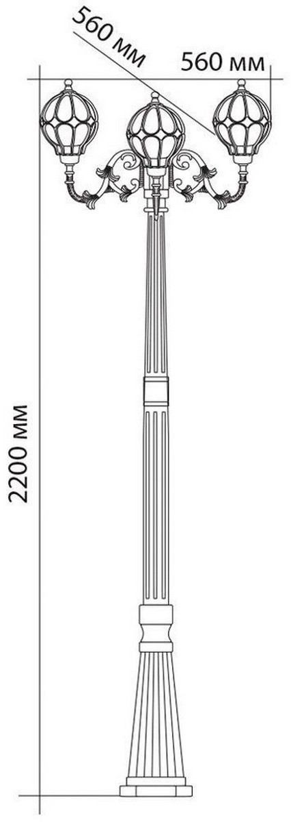 Уличный светильник Feron PL3709 столб круглый 3*60W 230V E27, черное золото 11389