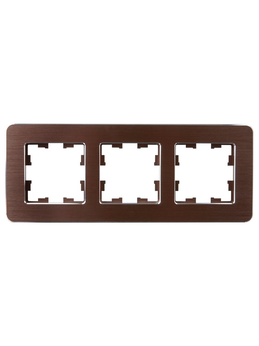 Рамка IEK BRITE DECOR Коричневый металл. скругл.угол 3-мест. РУ-3-1-Бр RE AL BR-M32-M-21-K30