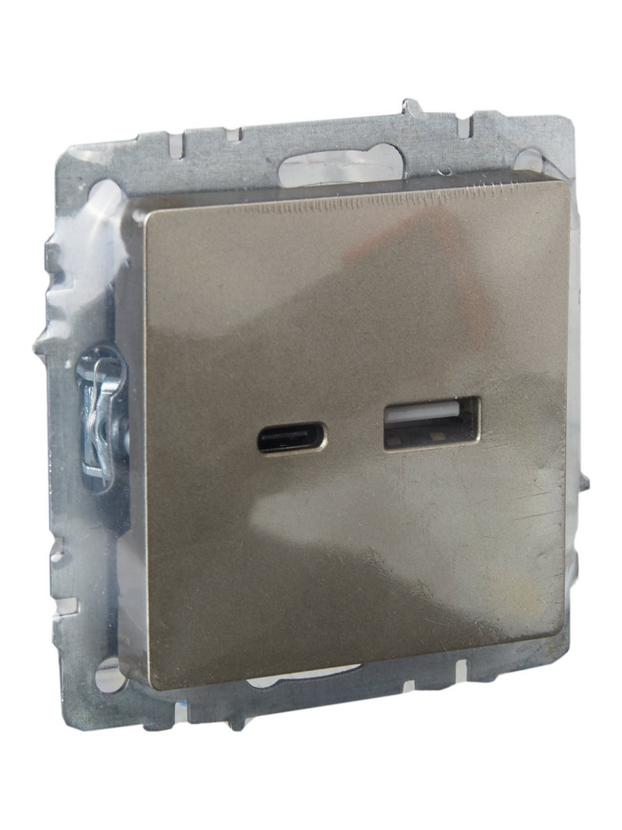 Розетка IEK BRITE USB A+C 18Вт РЮ11-1-БрШ шампань BR-U22-018-K37