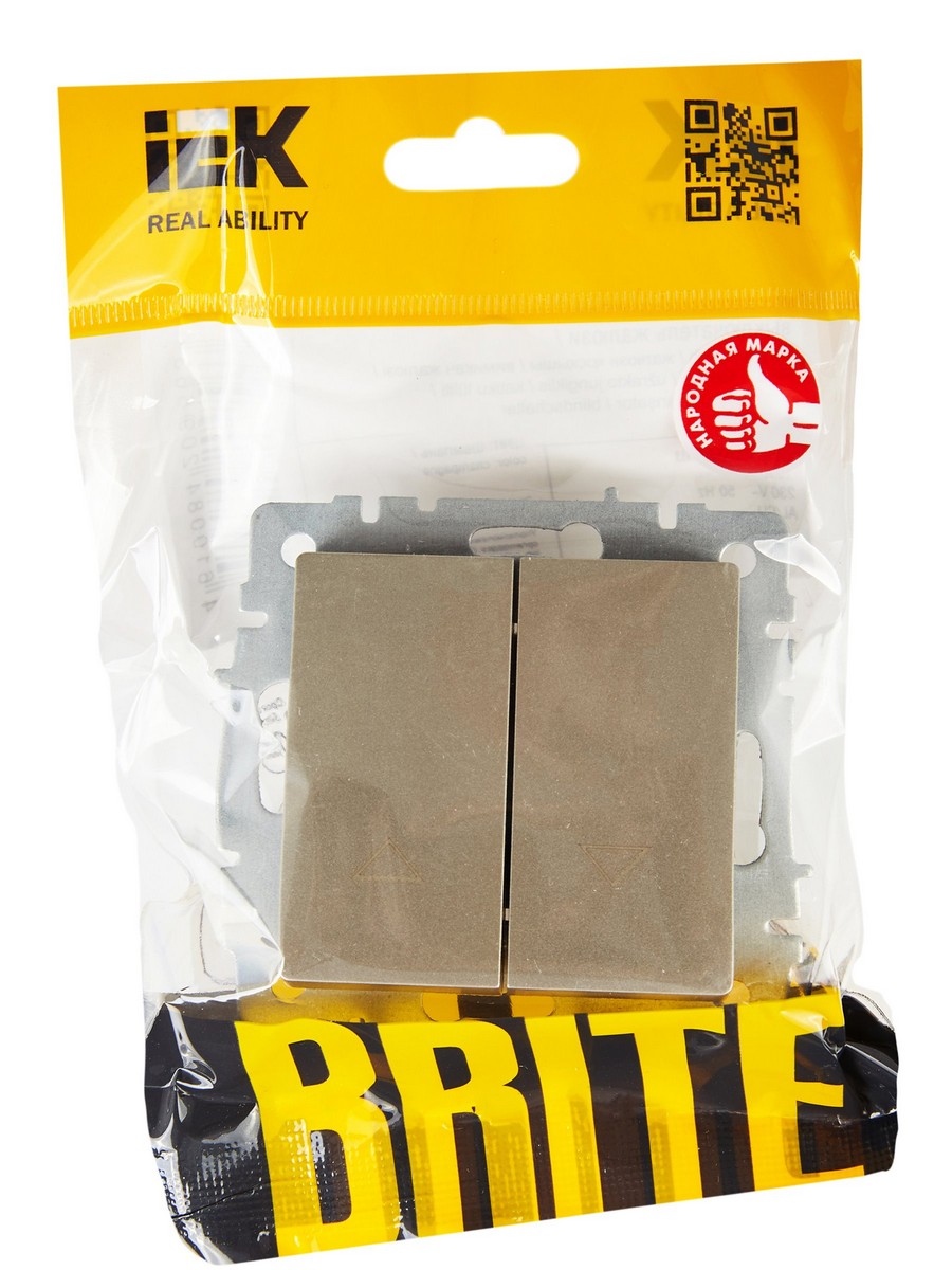 Выключатель IEK BRITE жалюзи 10А ВС10-1-5-БрШ шампань BR-V15-0-10-K37