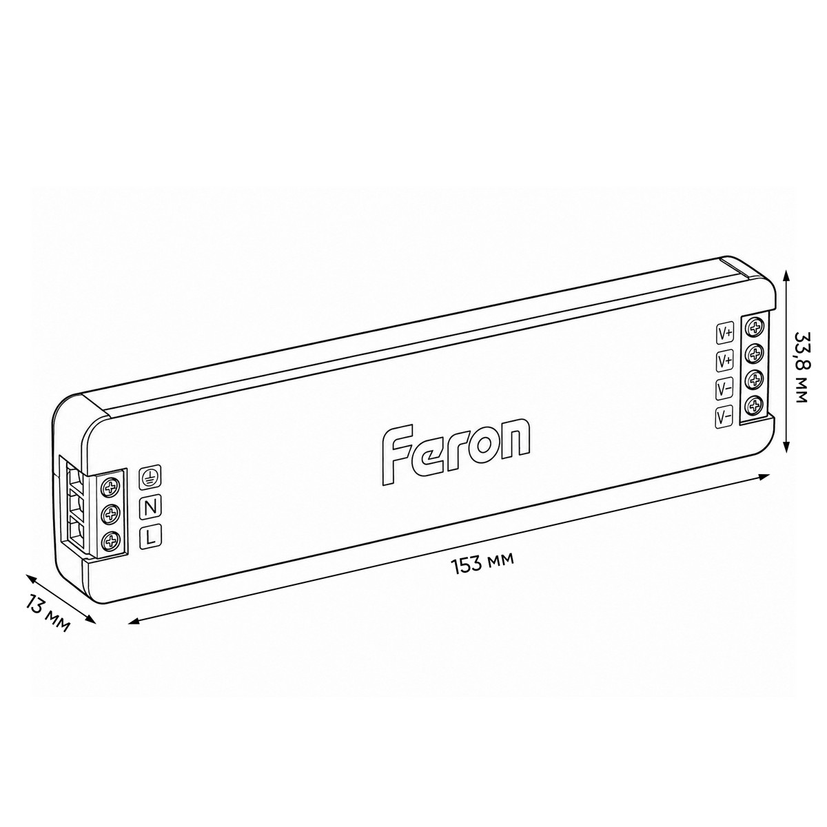 Трансформатор электронный Feron LB010 для светодиодной ленты 150W 24V 153*33.8*13мм IP20 (драйвер) 53147