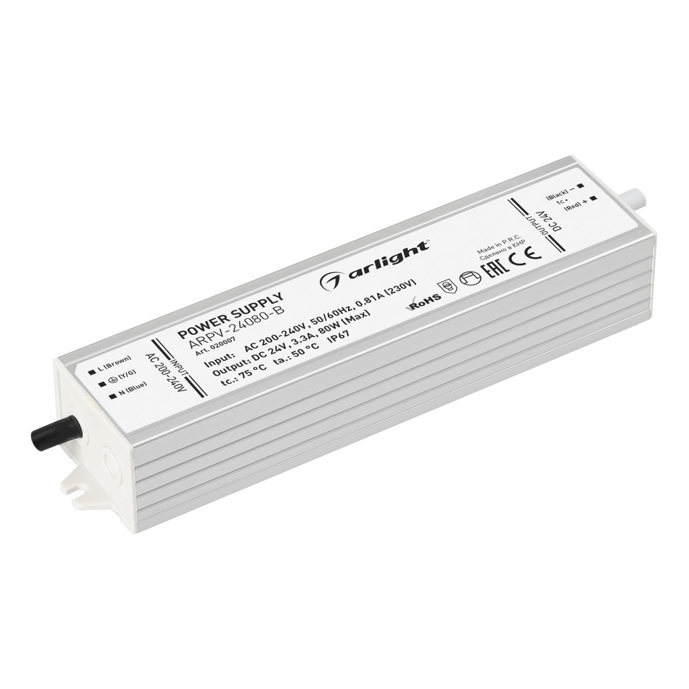 Блоки питания для светодиодной ленты Блок питания Arlight ARPV-24080-B (24V, 3.3A, 80W) (IP67 Металл, 3 года) 020007 