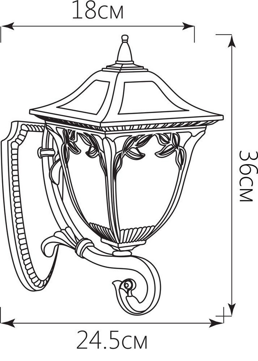 Уличные настенные светильники Светильник садово-парковый Feron PL4071 на стену вверх 60W E27 230V черное золото 11483 