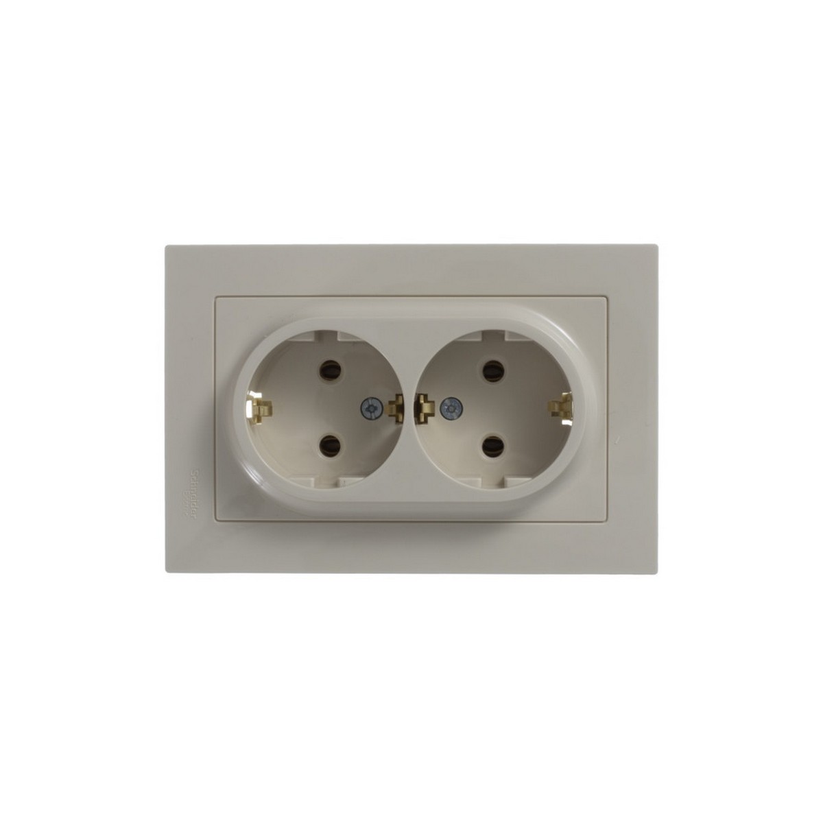 Розетка Systeme Electric AtlasDesign бежевый с/з двойная, 16А, в сборе ATN000224