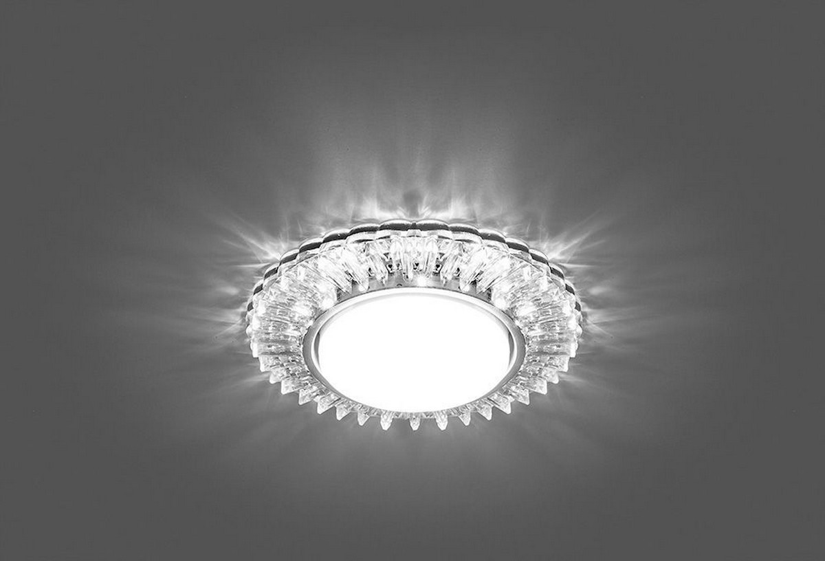 Светильник встраиваемый Feron CD4025 с белой LED подсветкой GX53 прозрачный 29539