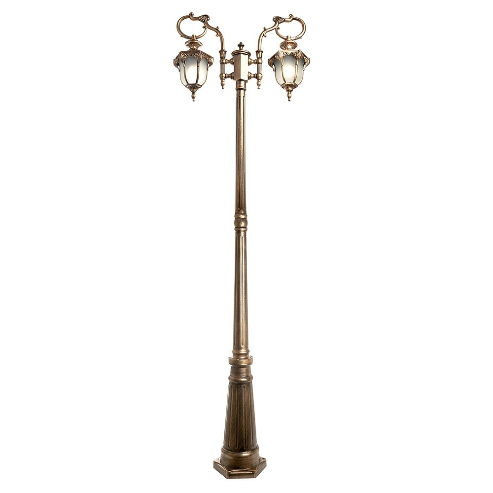 Уличные светильники столб Уличный светильник Feron PL4048 столб шестигранный 2*60W 230V E27, черное золото 11428 