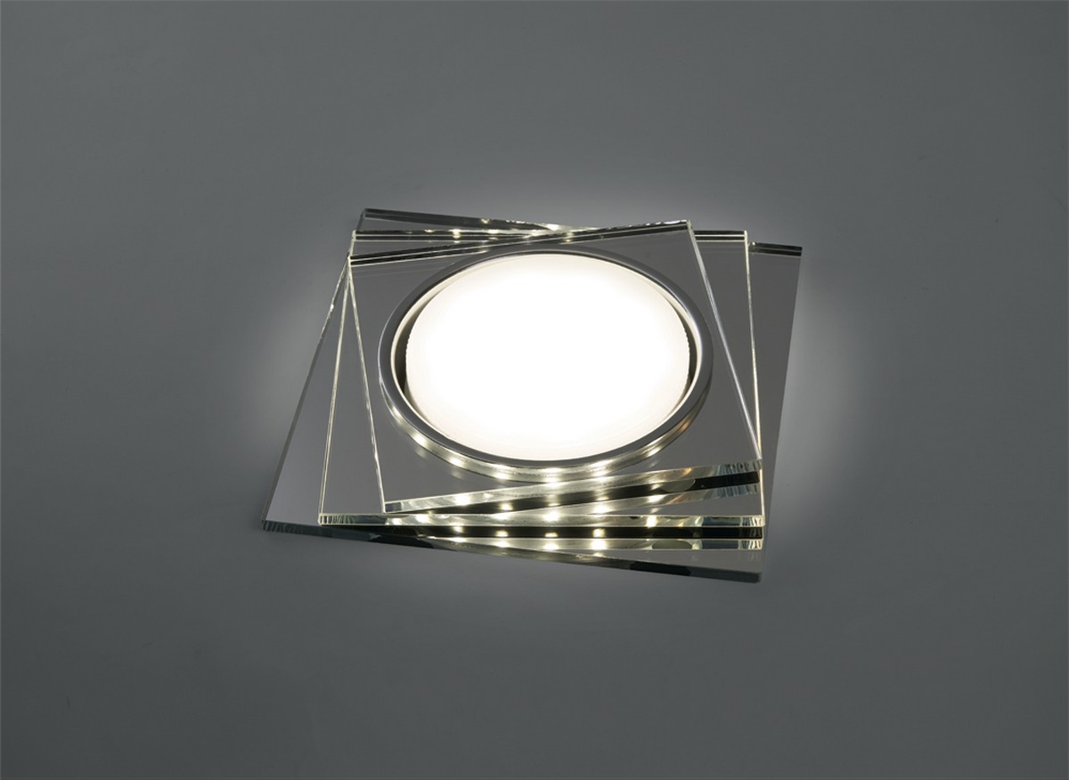 Светильник встраиваемый Feron CD5024 с белой LED подсветкой GX53 прозрачный квадрат 40523