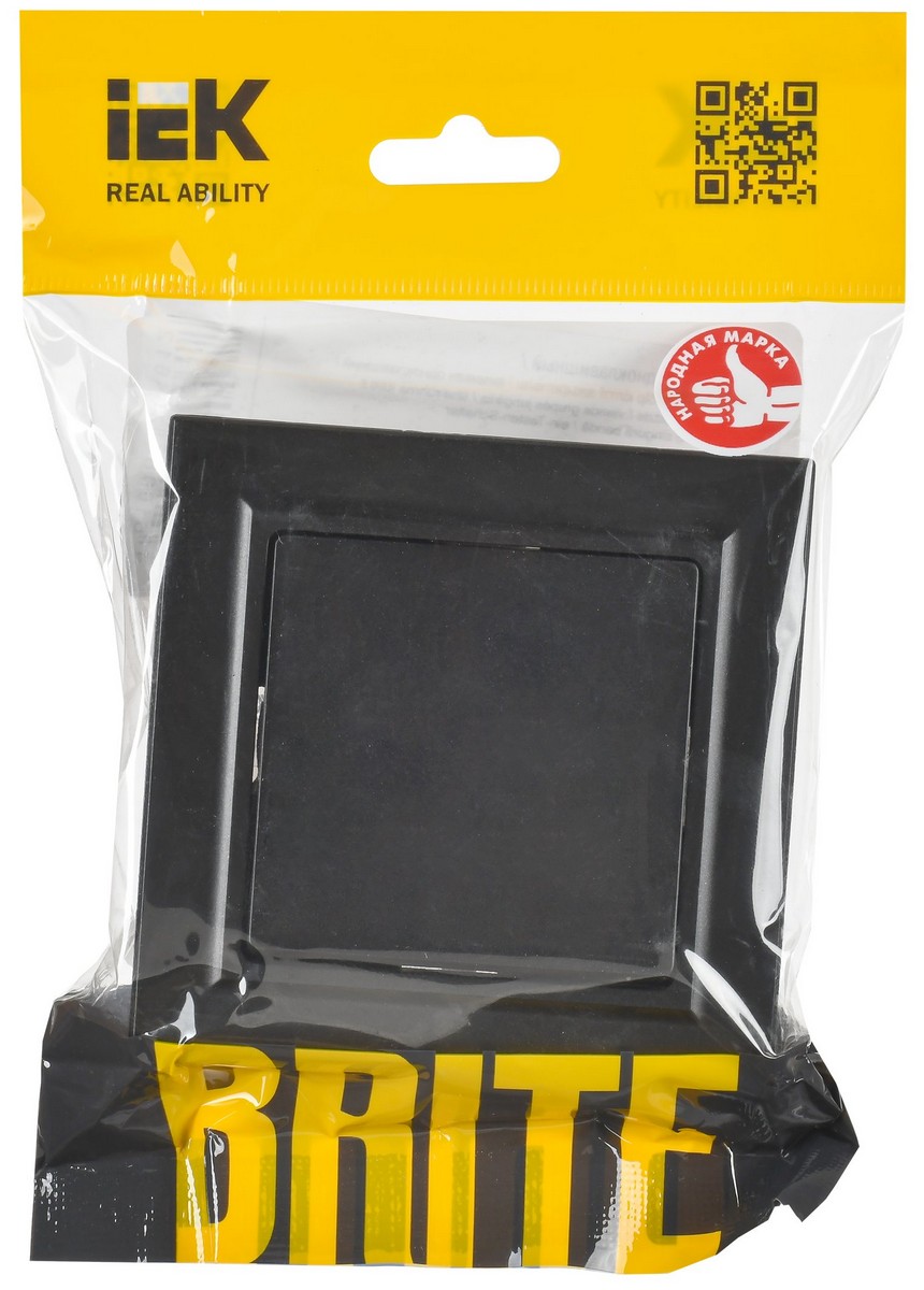 Выключатель IEK BRITE Черный 1-кл. 10А в сборе ВСР10-1-0-БрЧ BR-V10-0-10-K02-F