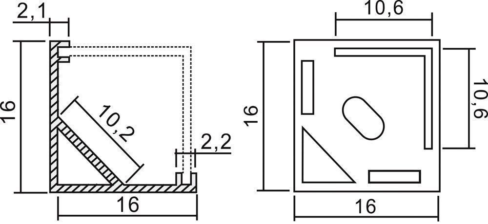 Профиль и крепеж для светодиодной ленты Профиль для светодиодной ленты Feron CAB281 алюминиевый угловой квадратный серебро 10300 
