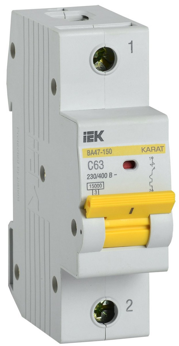 Автоматический выключатель IEK KARAT ВА47-150 1Р 63А 15кА х-ка C MVA50-1-063-C