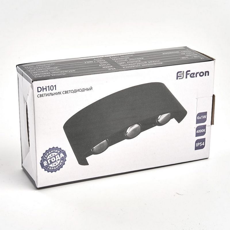 Уличные настенные светильники Светильник уличный светодиодный Feron DH101 6*1W 450Lm 4000K черный 06310 