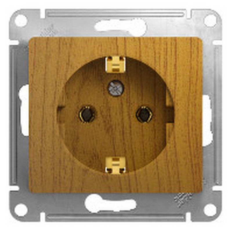 Glossa Дуб Розетка Systeme Electric Glossa Дерево Дуб с заземлением GSL000543