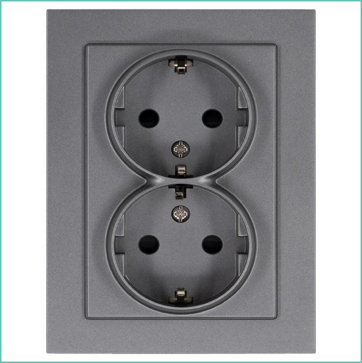 JASMART G - розетки и выключатели Розетка JASMART SCHUKO двойная с защитными шторками Алюминий G5504S