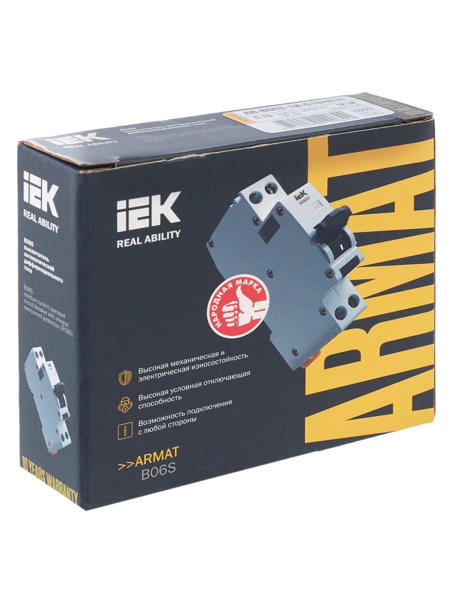 IEK АВДТ Дифф. Автомат IEK ARMAT B06S 1P+NP C10 30мА тип A (18мм) AR-B06S-1N-C10A030 