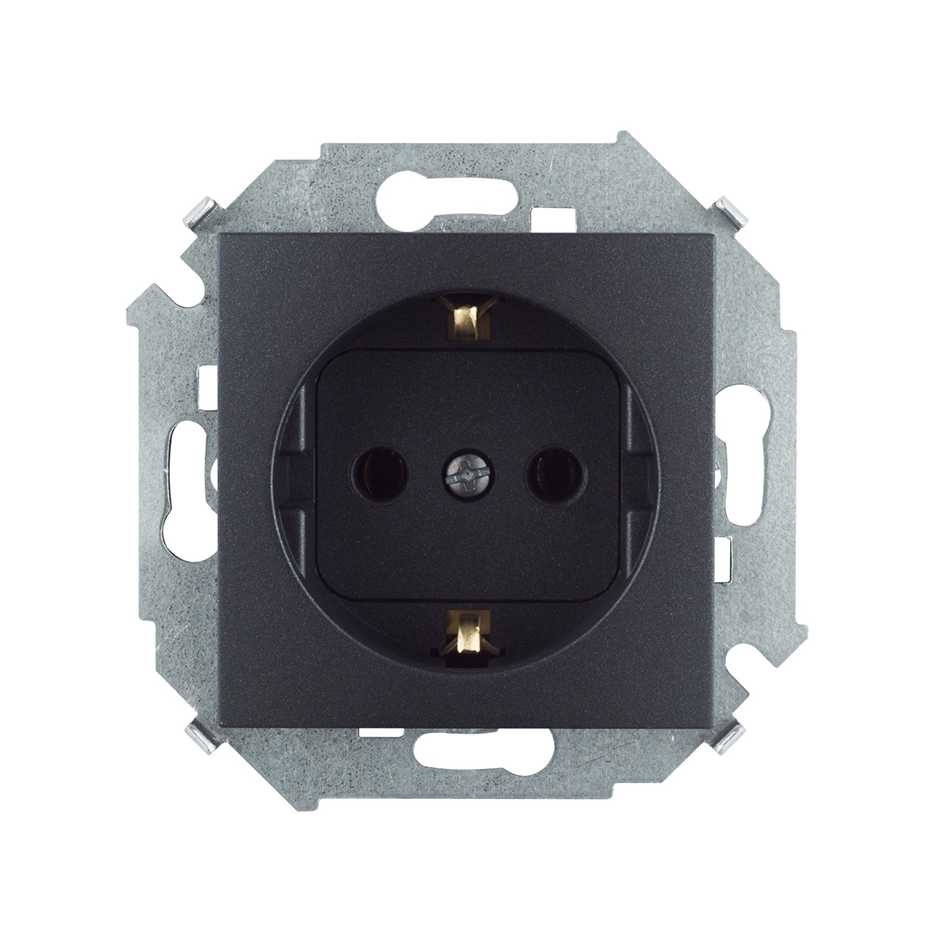 Розетки и выключатели Simon 15 Графит Розетка с/з Simon 15 Графит 16А 1591432-038