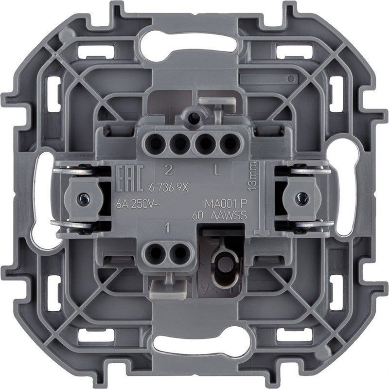 Legrand Inspiria Белый Переключатель Legrand INSPIRIA Белый без фиксации (кнопка) с Н.О./Н.З. контактом 6 A 250 В 673690