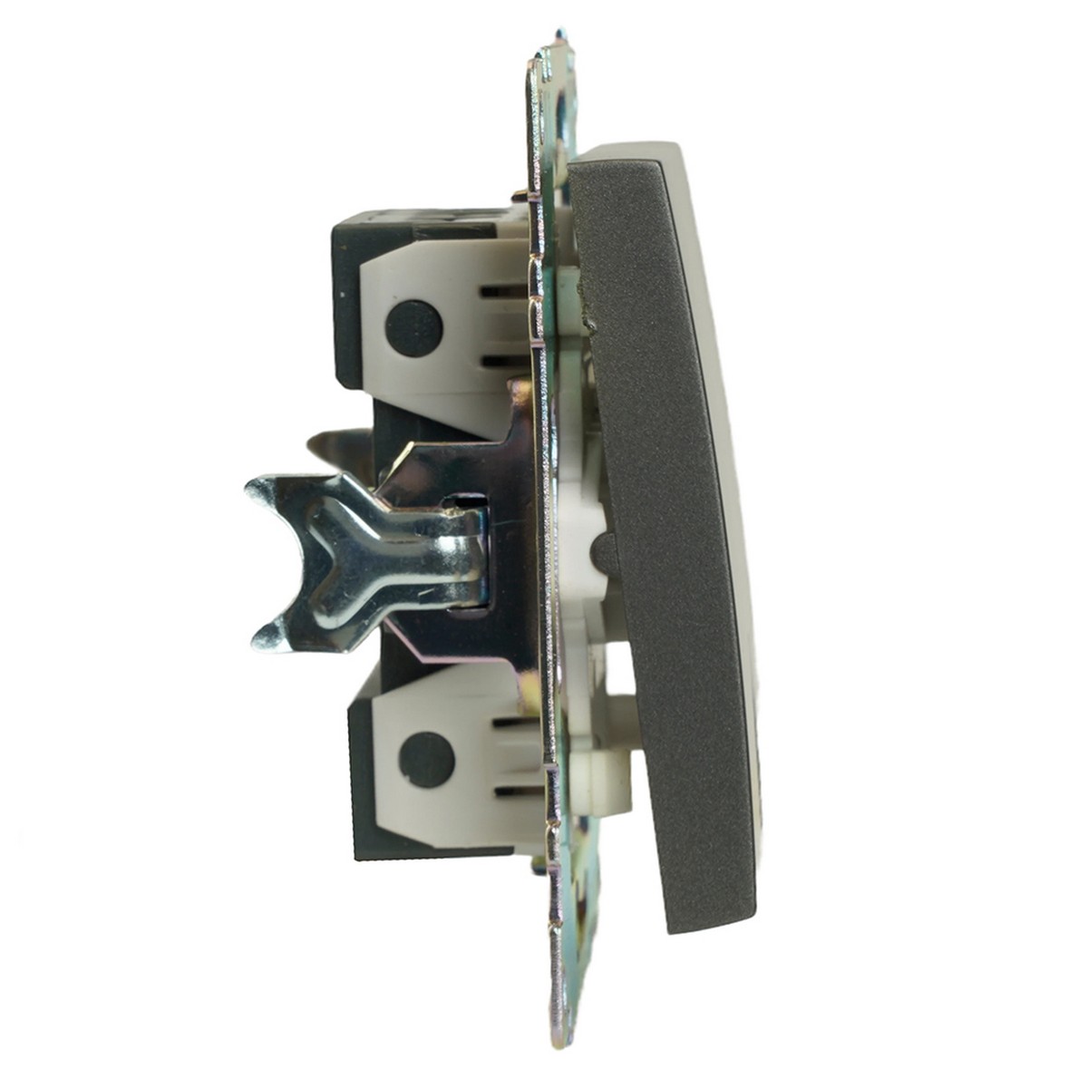 Выключатель 1-клавишный STEKKER GLS10-7103-06 250V 10А Катрин графит 49410