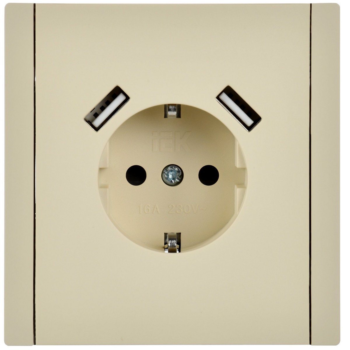 IEK FORTE&PIANO Ваниль Розетка IEK FORTE&PIANO Ваниль с/з со шт винтовое крепление 16А USB A+A 3,1А FP445