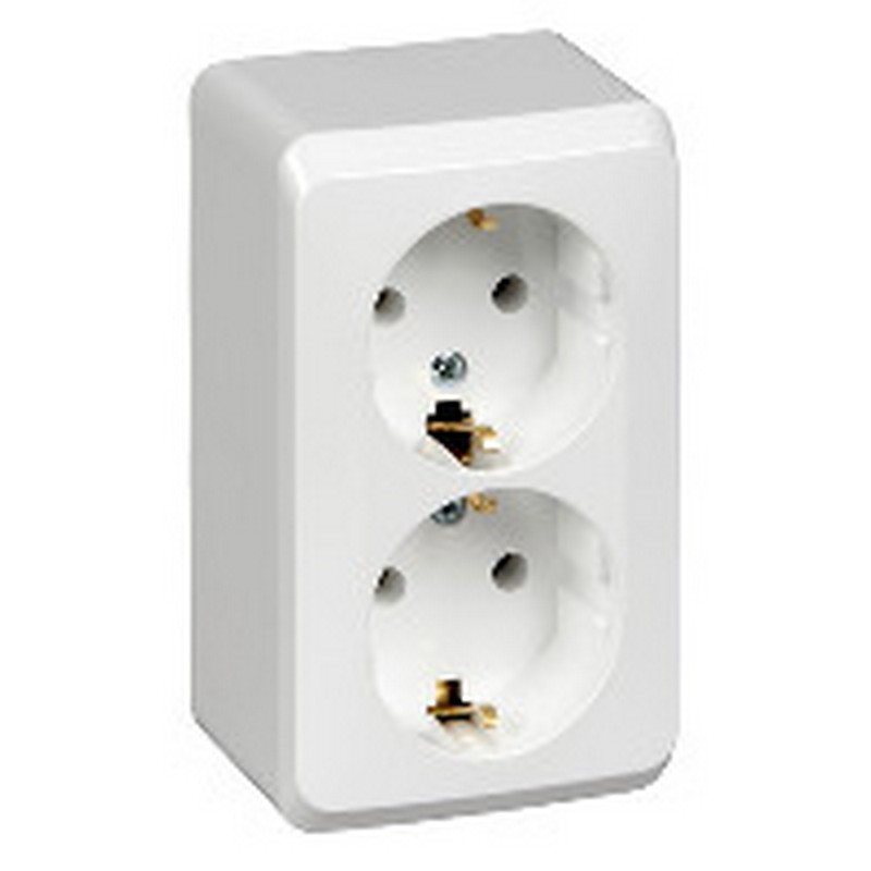 Розетка 2-ая Systeme Electric Этюд наружный Белый с/з без шторок PA16-007B