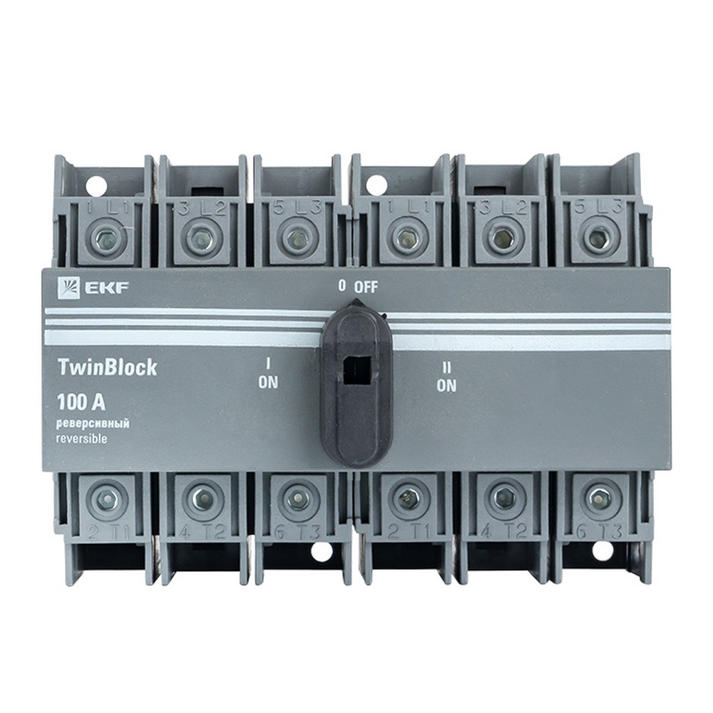 Рубильник EKF PROxima 100A 3P реверсивный c рукояткой для прямой установки TwinBlock tb-s-100-3p-rev