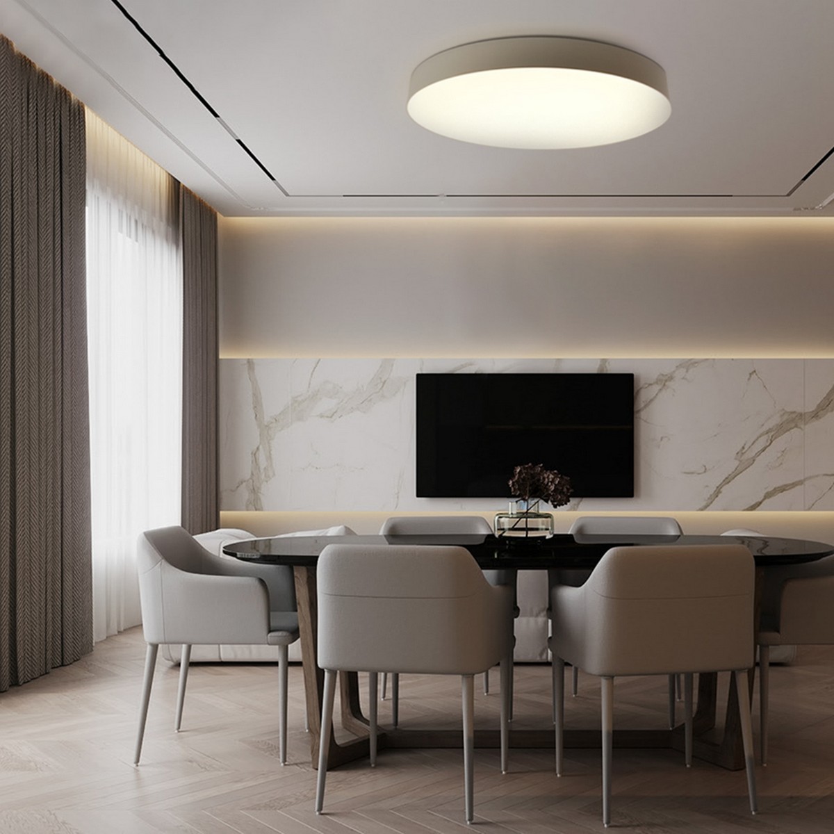 Управляемые светодиодные светильники и люстры Светодиодный управляемый светильник Feron AL6200 “Simple matte” тарелка 165W 3000К-6500K белый 48071 