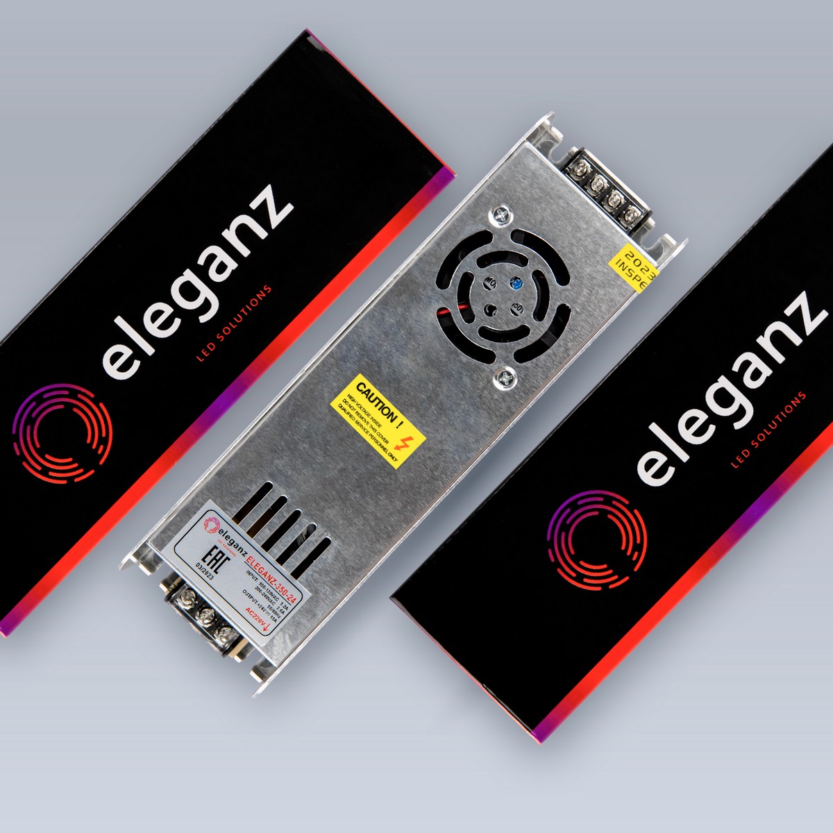 Блок питания для светодиодной ленты Eleganz 24V 400W IP44 узкий 225х58х28мм EL-0004