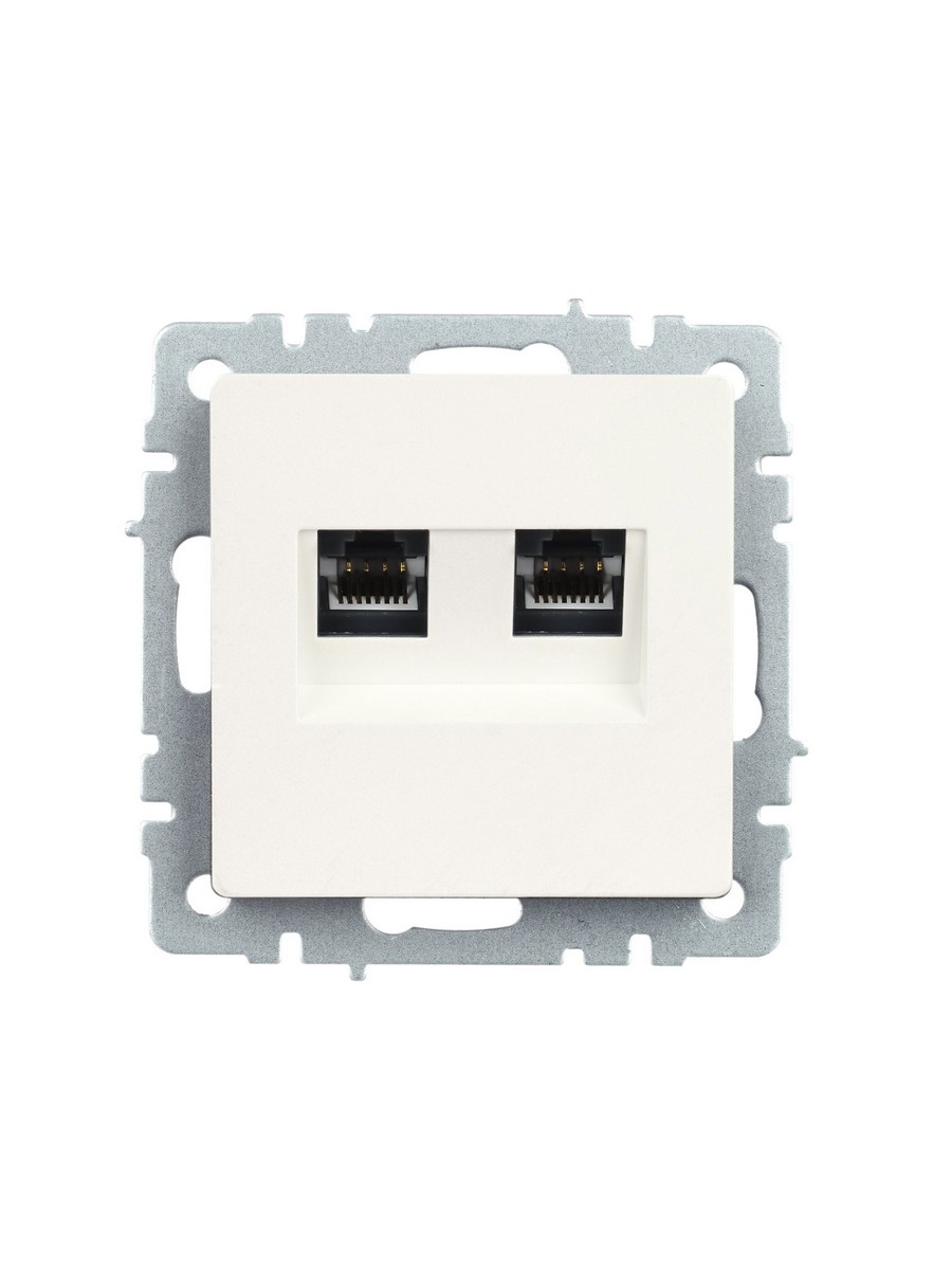 Розетка IEK BRITE двойная RJ11+RJ45 кат.5E РК/Т12-БрЖ жемчуг BR-KT20-O-1-K36