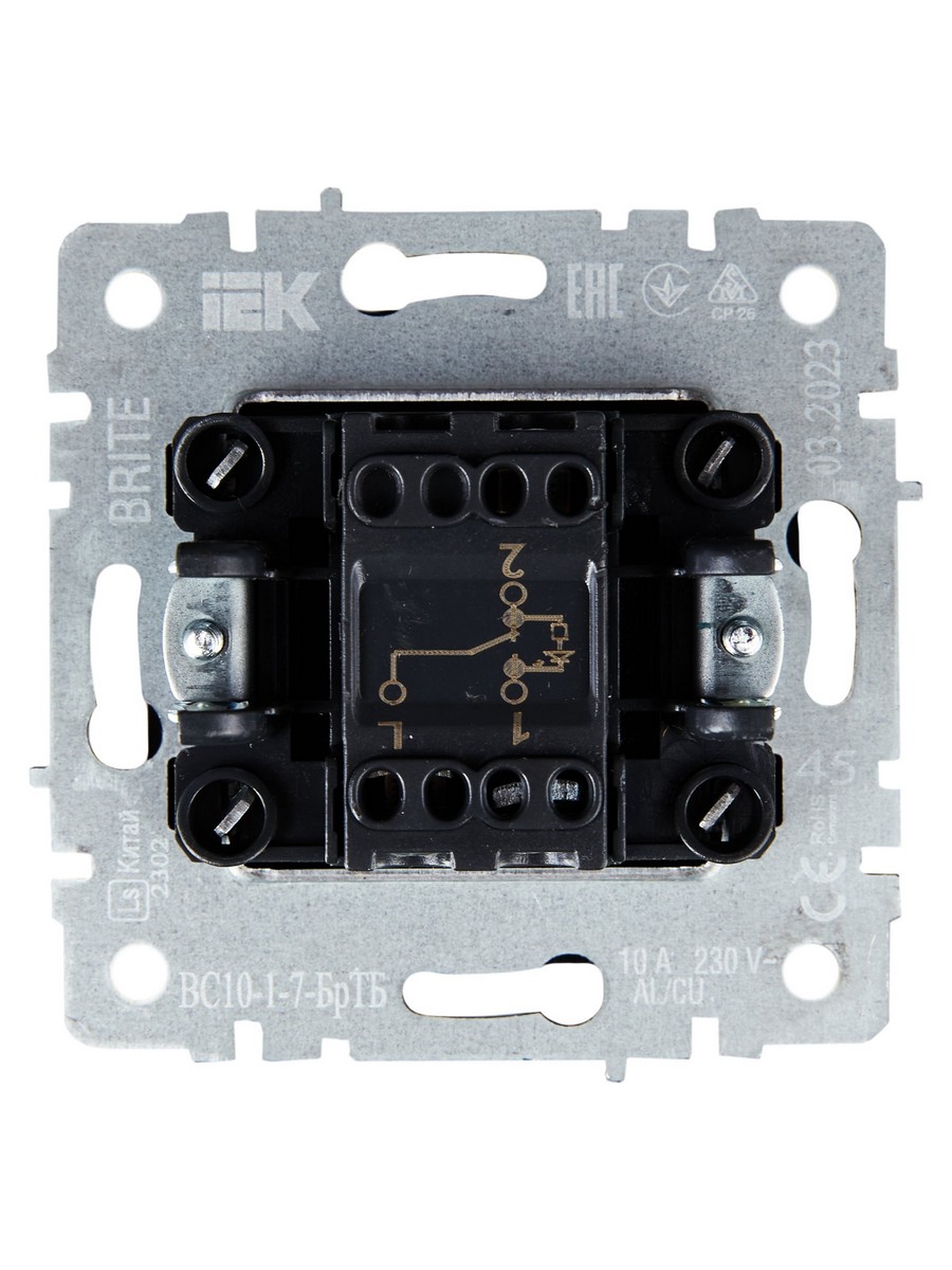 IEK Brite Бронза Выключатель IEK BRITE BASE Темн.бронза 1-кл. прох. с инд. 10А ВС10-1-7-БрТБ BR-V12-1-10-K45