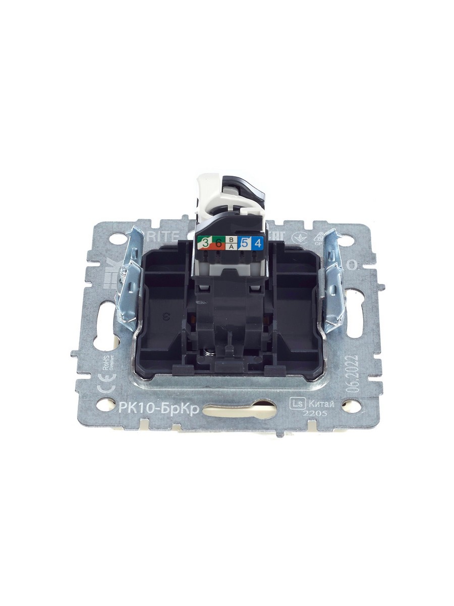 Розетка IEK BRITE компьютерная RJ45 кат.5E РК10-БрКр бежевый BR-K10-1-K10